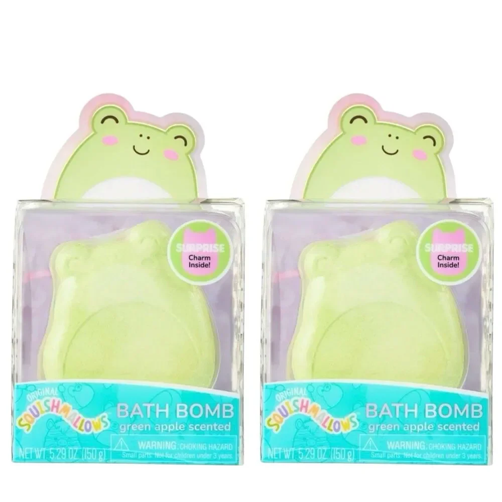 2x Squishmallows Bath Bomb Green Apple Scented w/Surprise Charm Inside - 5.29 Oz